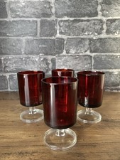 Vintage Luminarc Stem Glasses Ruby Red Set Of 4 Wine Port Sherry 1970’s French