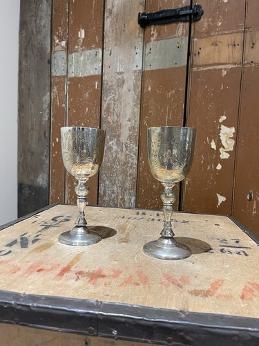 Antique pair goblets cups - antique,