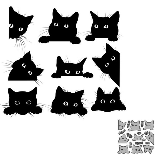 9pcs cute cat metal cutting - cat,