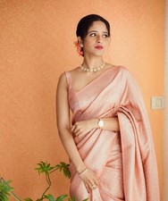 Launching new beige net saree - net,