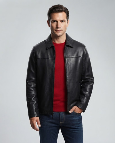 Men leather jacket real - men, in