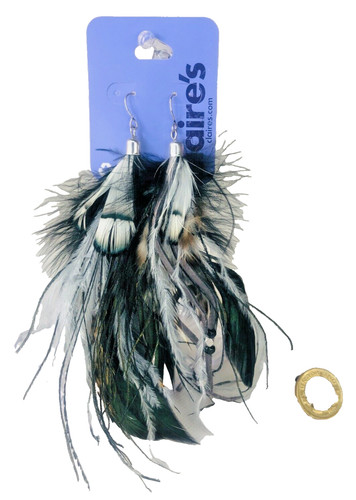 Earrings silver back feather - silver,
