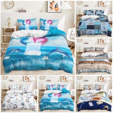 Anchor Dolphin Sailing Starfish Sea Life Doona Duvet Quilt Cover Bedding Set