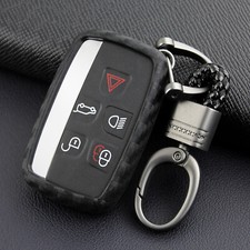 For Land Rover Jaguar Carbon Fiber Car Key Case Cover Fob Holder Accessories