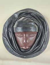 Vintage Black Hand Crafted Molded Sculpture  Leather Face Mask Wall Art Decor