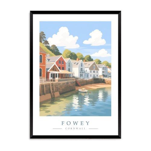 Fowey travel poster print - fowey,