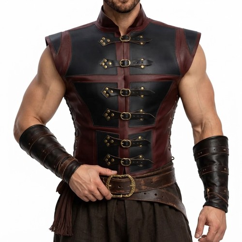 Men medieval leather - men's, vest
