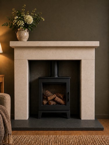 Stone fireplace bath - stone,