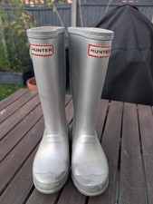 Hunter Wellington Boots, Childs UK Size 13, Silver