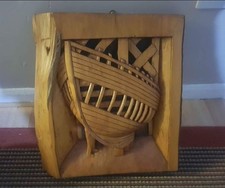 Hand-Carved Wooden Ship Hull