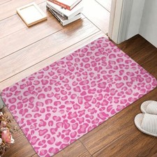 Pink Leopard Print Doormat Carpet Mat Rug Polyester Anti-slip Floor Decor 
