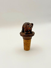 Vintage Hand Carved Wood Bear Bottle Stopper Cork Swiss Black Forest Style 7.5cm