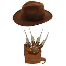 Freddy Krueger Claw & Hat Halloween Horror Fancy Dress Party Killer Accessory