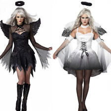 Women Halloween Cosplay Dark Fallen Angel Black Fairy Fancy Dress UK