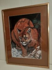 Mountain Lion Pastel On Paper Signed J. A. Drummond Framed 380x500mm