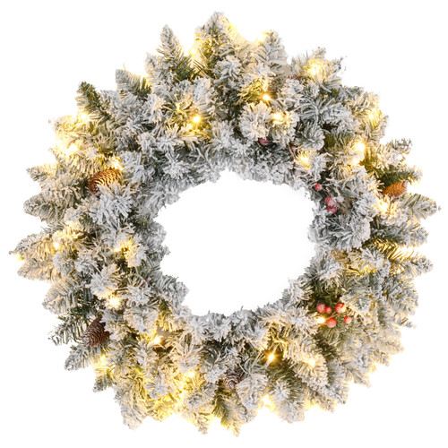 60cm flocked christmas wreath - 60cm,