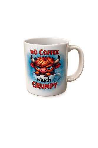 Funny grumpy highland cow - highland,