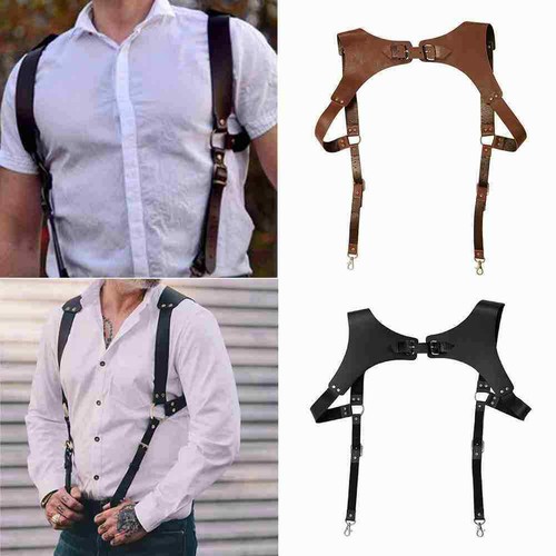 Vintage leather suspenders - vintage,