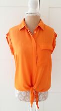 Ladies Orange Rolled Sleeve Blouse Top Size 10 NEW