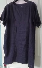 Muji Short Sleeved Shift Dress, 100% Linen, Size S, Navy