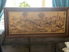 Vintage Framed Tapestry Woven Carpet Field Hunters and Hounds 