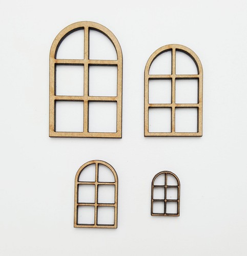 Wooden mdf arched window - mdf, set