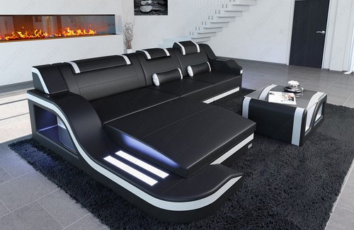 Leather couch palermo - leather, shape