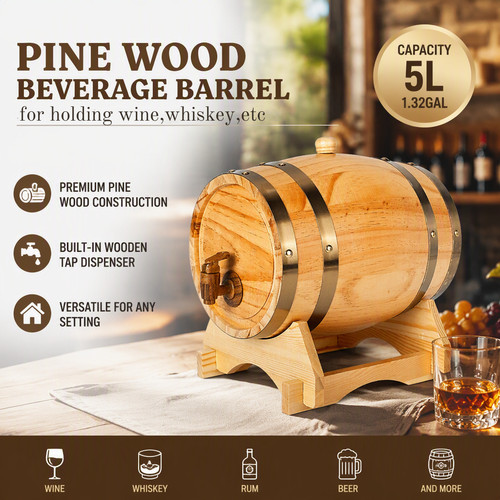 Wooden wine barrel natural - barrel,