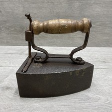 Victorian Collectable Rare Old Cast Iron Flat Hot Iron with No.4 Hot Brick