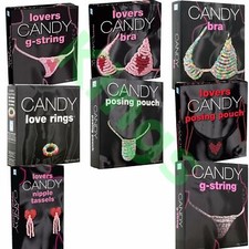 CANDY Bra G STRING Pouch EDIBLE UNDERWEAR Sherbet Sweets Hen Tassels Love Ring