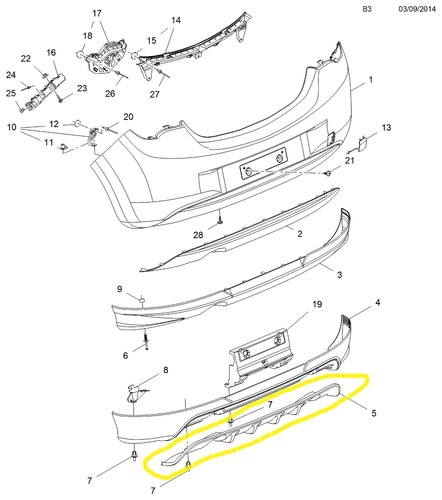 Black trim rear bumper panel - trim,