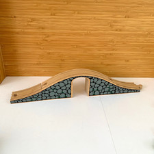 Wooden Railway Stone Effect Arched 3 Piece Bridge