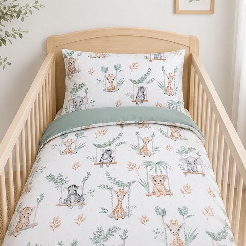 Sage safari cot bedding set - safari,