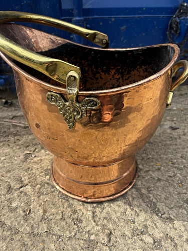 Hammered copper coal - hammered, scuttle