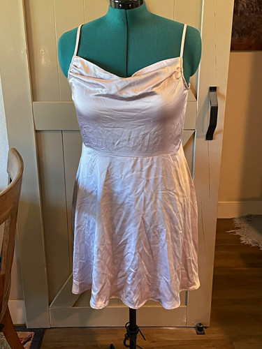 Rewind white satin - satin, cowl