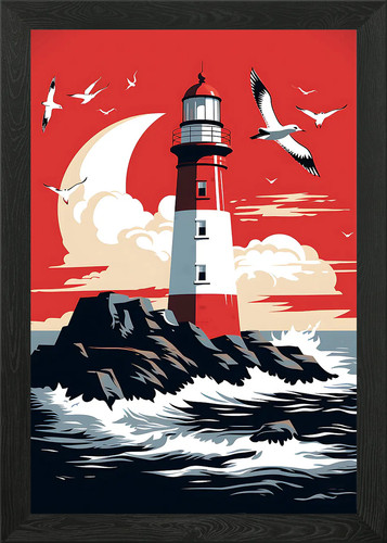 Lighthouse the storm framed - in,