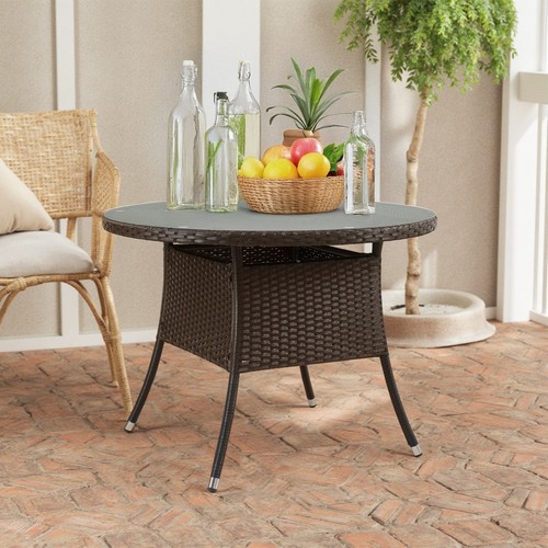 Black rattan table - black, wicker