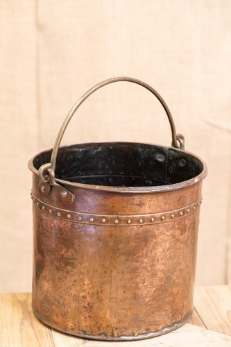 Antique riveted copper log - copper, /