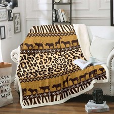 Print Blanket, African Safari Animal Throw for Couch & Bed, Zebra Skin Fleece