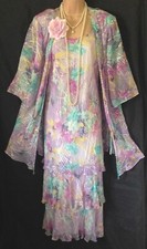 CATTIVA (14/16) Light Multicoloured Silk Dress & Jacket with Crystal Droplets