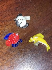 Vintage Murano Style Glass Fish lot x3 damage 