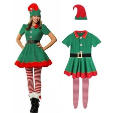 Ladies Christmas Fancy Dress Womens Girls Xmas Santa Helper Outfit Elf Costume