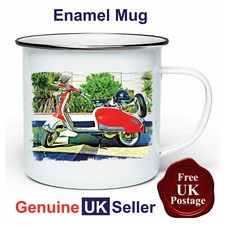 Retro Lambretta Scooter Mug,11oz Enamel Retro Lambretta Scooter Camping Mug