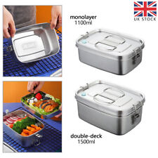 Stainless Steel Lunch Box 1100/1500ml Bento Food Container Seal Portable School