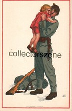 WW1 Era Swiss Soldier coloured lithograph Printed postcard