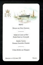 ROYAL MENU ROYAL YACHT BRITANNIA 1995 PIRAEUS