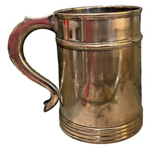 Vintage EPNS (Silver Plate) Tankard with Glass Bottom 12 cm HIGH (783)