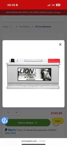 Lion efb stop start 110 - lion, 75ah