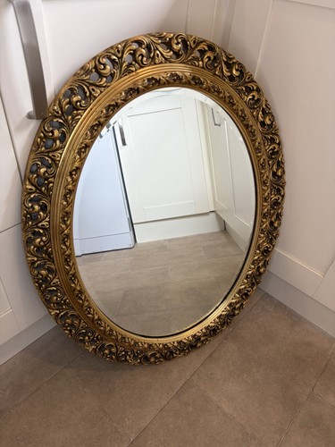 Vintage oval ornate mirror - vintage,