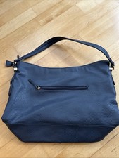 Carpisa Blue/Grey Faux Leather Shoulder Bag With Zip Pockets